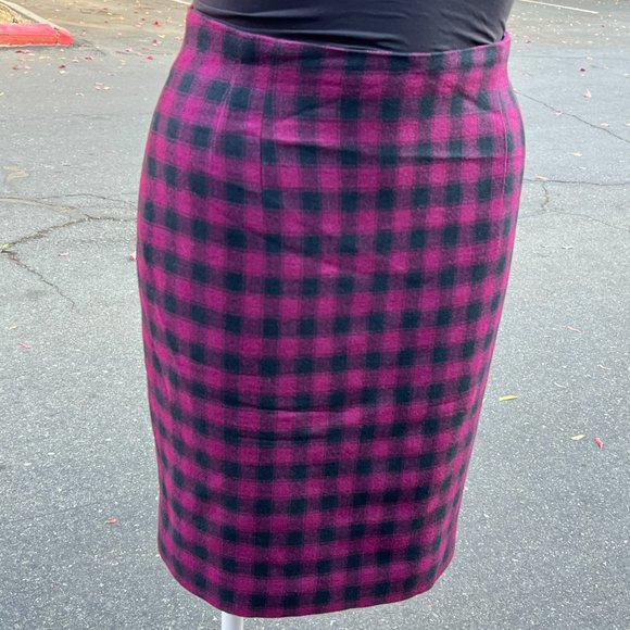 Vintage Jones New York Velvet Trim Plaid Lined Wool Skirt Suit Size 14 - Picture 10 of 13